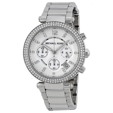 michael kors parker chronograph watch silver|michael kors women's parker watch.